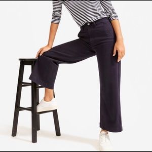 Everlane wide leg cropped pants, navy, size 12